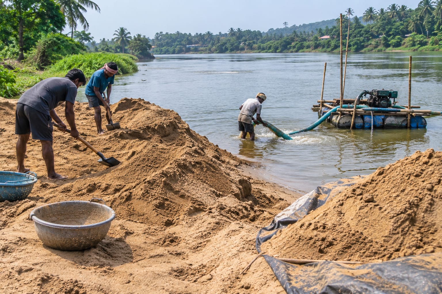 Illegal Sand Extraction Reported Along Chapora River in Camurlim