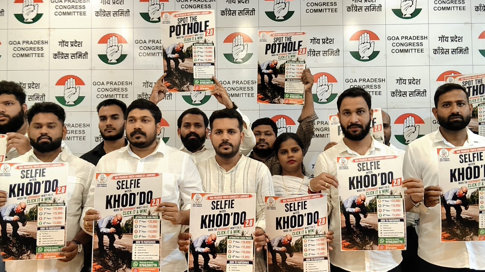 Goa Pradesh Youth Congress Launches “Selfie with Khod’do 2.0” to Expose Goa’s Pothole Crisis